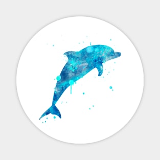 Blue Dolphin Watercolor Painting Magnet